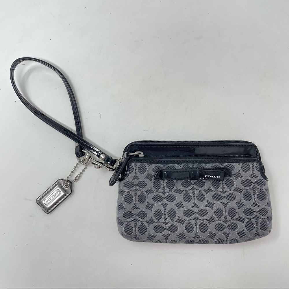 Coach Poppy Y2K Signature Logo Wristlet Black/Silver